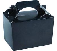 COLOURED PARTY BOXES - PACK OF 10 - Children/Kids Party Boxes Carry Food Meal Fun Picnic Birthday Wedding Favour / Baby Shower Party Box Loot Bag… (Black)