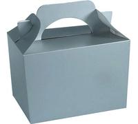 COLOURED PARTY BOXES - PACK OF 10 - Children/Kids Party Boxes Carry Food Meal Fun Picnic Birthday Wedding Favour / Baby Shower Party Box Loot Bag… (Silver)
