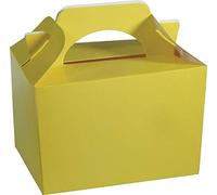 COLOURED PARTY BOXES - PACK OF 10 - Children/Kids Party Boxes Carry Food Meal Fun Picnic Birthday Wedding Favour/Baby Shower Party Box Loot Bag… (Yellow)