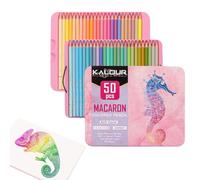 Coloured Pencils - 50 Soft Core Macarons - Colouring Pencils, Presharpener Set for Artists, Beginners | Vivid Drawing, Sketching, Shading Pencils for Professional and Hobby Users