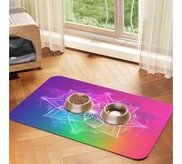 Coloured Petals Pet Food Mat 17.2x11.81in Absorbent Non-Slip PU Leather Feeding Mat for Dogs Cats Rubber Bottom Fast Drying Rollable Pet Bowl Placemat