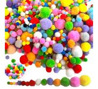 Coloured Pom Poms About 1000 Pcs, Small & Large Pompoms for Crafts Mixed Sizes (0.5cm-3cm) Soft and Fluffy Craft Pom Pom Balls Perfect for DIY, Art Projects, Christmas Decorations