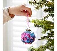 Coloured Recycled Glass Marble Baubles - Fair Trade Holiday Décor - Handmade Xmas Hanging Glass Ornaments - Christmas Tree Decoration (Blue)