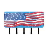 Coloured Ribbon America Flag 4th of July Keys Holder on Wall with Mail Organizer & 5 Self-Adhesive Hanging Key Hook for Home Improvement Living Room Hallway