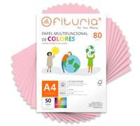 Coloured Sheets, Pack 50 Sheets A4 80 g - Coloured Paper for Crafts, Printer, Scrapbooking - Folios Colours - Ideal Origami, Papiroflexy, Office and School (Light Pink, 50h)