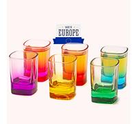 Coloured Shot Glass Set of 6, 52ml/1.75oz. Heavy Mini Base Shot Glass Set for Whiskey, Tequila, Vodka & Liquors, Vodka Glasses, Coloured Shot Glasses Bulk, Tequila Cups