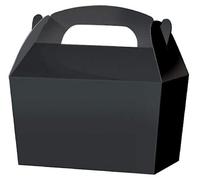 COLOURED SNACK BOXES - PACK OF 10 - Children/Kids Party Boxes Carry Food Meal Fun Picnic Birthday Wedding Favour / Baby Shower Party Box Loot Bag (Black)