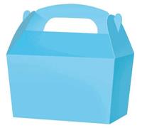 COLOURED SNACK BOXES - PACK OF 10 - Children/Kids Party Boxes Carry Food Meal Fun Picnic Birthday Wedding Favour / Baby Shower Party Box Loot Bag (Baby Blue)