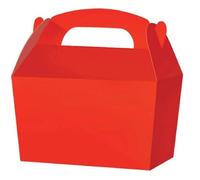 COLOURED SNACK BOXES - PACK OF 10 - Children/Kids Party Boxes Carry Food Meal Fun Picnic Birthday Wedding Favour / Baby Shower Party Box Loot Bag (Red)