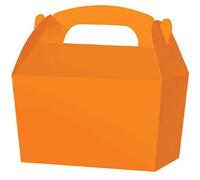 COLOURED SNACK BOXES - PACK OF 10 - Children/Kids Party Boxes Carry Food Meal Fun Picnic Birthday Wedding Favour / Baby Shower Party Box Loot Bag (Orange)