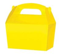 COLOURED SNACK BOXES - PACK OF 10 - Children/Kids Party Boxes Carry Food Meal Fun Picnic Birthday Wedding Favour / Baby Shower Party Box Loot Bag (Yellow)