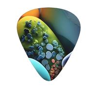 Coloured Stones Guitar Plectrum Set Of 12, Including 3 Thicknesses Of Plectrums For Acoustic Guitars, &Ukuleles And More.