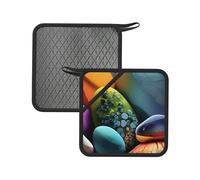 Coloured stones Printed Square Silicone Hot Mat (7.1 inches) - Suitable for Frying Pans, Ovens, Grills, Kitchen Tables
