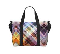 Coloured Twill Lattice Print Gym Bag for Women, Weekender Overnight Bag,Personal Item Bag, Shoulder Bag for Women Men,One Size