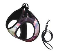Coloured Twill Lattice Printing Dog Summer Harness With Leash Set,Adjustable And Reflective Step-In Puppy Pet Vest Harnesses