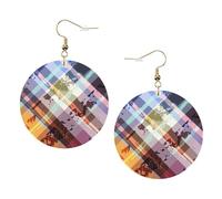 Coloured Twill Lattice Trendy Leather Earrings For Women Dangle 1 Pair Lightweight Printed Piercing Earrings Jewelry Gifts For Women Girls