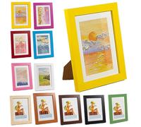 Coloured Wooden 4X6 5X7 6X8 Classic Elegant DIY Poster Picture Photo Frames (Yellow, 5"x7")