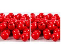 Coloured Wooden Beads, D: 12 mm, Hole Size 3 mm, Red, 22g, Approx. 40 pc (Pack of 2)