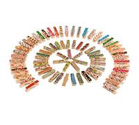 Coloured Wooden Clip,Mini Clothes Pegs 100 Pack Wooden Photo Clips Colorful Craft Clips for Art Craft DIY Patry Wedding Decoration 7 * 35mm