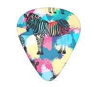 Coloured Zebra Guitar Picks 12 Pcs Classical Triangle Guitar Plectrums Includes Thin, Medium & Heavy Gauges 3 Sizes for Bass Electric Acoustic Guitars Ukulele with Organizer Storage Box