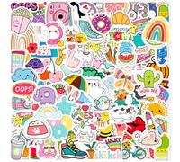 Colourful 100 Pcs Waterproof Cute Stickers - Kawaii Aesthetic Vinyl Decals for Scrapbooking, Laptop, Water Bottles, Kindle & Skateboard (Bookish & Waterproof)