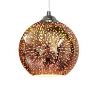 Colourful 3D Glass Pendant Light E27 Round Lampshade Nordic Fireworks Light Fitting Modern Multicolor Ceiling Lights Hanging Lamps Height Adjustable for Living Room Dining Room (7.8in,Bronze)