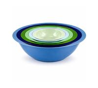 Colourful 6PC Nesting Plastic Mixing Bowls Set with Easy Grip Handles: 5.7L, 3.8L, 2.4L, 1.4L, 710ml & 295ml - Style 1