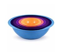 Colourful 6PC Nesting Plastic Mixing Bowls Set with Easy Grip Handles: 5.7L, 3.8L, 2.4L, 1.4L, 710ml & 295ml - Style 2