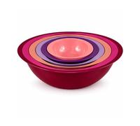Colourful 6PC Nesting Plastic Mixing Bowls Set with Easy Grip Handles: 5.7L, 3.8L, 2.4L, 1.4L, 710ml & 295ml - Style 3