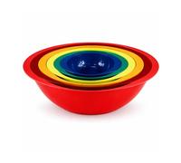 Colourful 6PC Nesting Plastic Mixing Bowls Set with Easy Grip Handles: 5.7L, 3.8L, 2.4L, 1.4L, 710ml & 295ml - Style 4