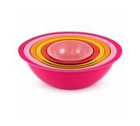 Colourful 6PC Nesting Plastic Mixing Bowls Set with Easy Grip Handles: 5.7L, 3.8L, 2.4L, 1.4L, 710ml & 295ml - Style 5