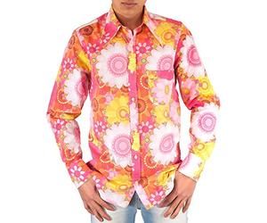 Colourful 70s Flower Flower Power Shirt pink