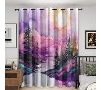 Colourful Abstract Curtains Blackout, 46x72 Inch 2 Panels - Forest Sun Mountain Landscape Pattern Black Out Curtains, Home Decor, 72 Drop Eyelet Window Drapes for Bedroom, Living Room DI245