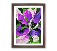 Colourful Abstract Flowers No.1 Framed Print | A4 Walnut Framed Wall Art | Ready to Hang | Abstract Floral Picture | Living Room Bedroom Lounge Office