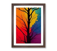 Colourful Abstract Tree No.2 Framed Print | A2 Walnut Framed Wall Art | Ready to Hang | Abstract Floral Picture | Living Room Bedroom Lounge Office