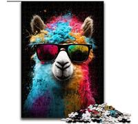 Colourful Alpaca with Glasses Adult Jigsaws 1000 Pieces Difficult, for Educational Game Challenge Toy Birthday Present, Gifts, Wall Art (26x38cm)