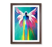 Colourful Angel Abstract Framed Print | A4 Walnut Framed Wall Art | Ready to Hang | Abstract Fantasy Picture | Living Room Bedroom Lounge Office
