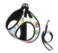 Colourful Animal Alphabet Print Adjustable Harness Leash Set For Cats And Dogs, Soft Breathable Kitten Puppy Mesh Vest With Reflective Design, Escape-Proof Lead For Small Pets Walking Training