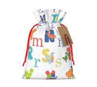 Colourful Animal Alphabet Print Drawstring Bags Burlap Gifts Bag With Drawstring Gift Bags For Wedding/Party/Festival/Storage