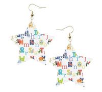 Colourful Animal Alphabet Statement Earrings for Women, Star Drop Earrings, Elegant Dangle Jewelry for Formal Gatherings