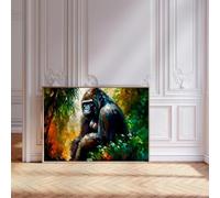 Colourful Animal Illustration Prints, Whimsical Wildlife Wall Art, Vibrant Animal Artwork, Nature-Inspired Home Decor, Colourful Art Prints (Gorilla, A3 Black Framed)