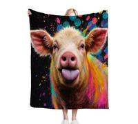 Colourful Animal Pig Pattern Kids Blanket 40x50 Inches, Ultra Soft Single Bed Flannel Blanket for Bedroom, Living Room, Luxury Microfiber 3D Print Throw for Boys and Girls ab1214