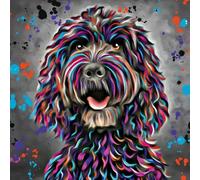 Colourful Aquamarine Art Family Dog Artistic Blank Greeting Card by Deborah Barker (Cockapoo)