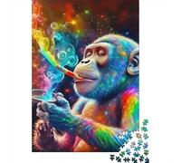 Colourful Art 1000 Pieces Monkey Paper Puzzle for Adults Mind Training Educational Monkey Illustration Paper Jigsaw Home Decor Gift 52x38cm/1000pcs