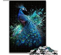 Colourful Art Peacock 1000 Piece Jigsaw Puzzle for Adults Teens, Challenging Game Toys Every Piece Is Unique - Challenging Family Fun Game (26x38cm)