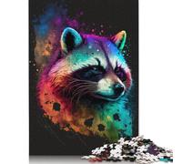 Colourful Art Raccoon Jigsaw Puzzles for Adult 1000 Pieces Difficult Puzzles Adult Jigsaw Puzzle Home Decoration Art Wooden Adult Puzzle 1000pcs (75x50cm)