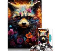 Colourful Art Raccoon Jigsaw Puzzles for Adults Teenagers Jigsaws Puzzle,Educational Games Wall Decoration Unique Birthday And Xmas Gifts 38x26cm