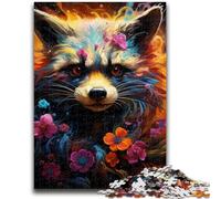 Colourful Art Raccoon Jigsaw Puzzles for Teenagers 1000 Piece Puzzle,Brain Intelligence Challenge Addictive Toys for Home Decoration (38x26cm)