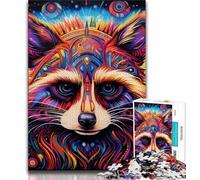 Colourful Art Raccoon Puzzles 1000 Pieces for Teenagers,Help The Brain Exercise Addictive Toys to Cultivate Patience Great Gift (75x50cm)