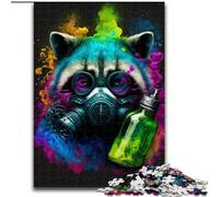 Colourful Art Raccoon Puzzles for Adults And Teenagers, for Age 14 Years And over Stress Relief Christmas Game Presents for Women (26x38cm)